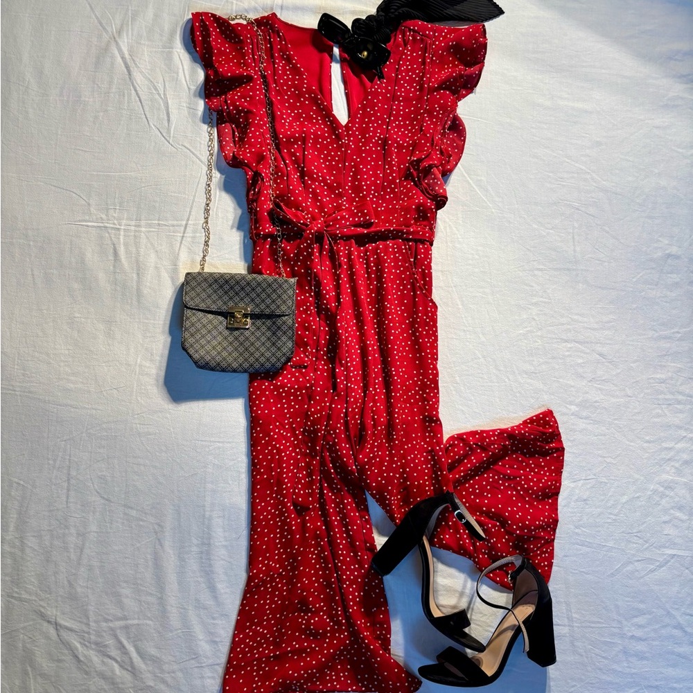 She + Sky Red and White Polka Dot Jumper